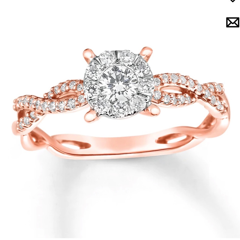 Diamond Promise Ring 3/8 Carat tw 10k Round Two-Tone Gold